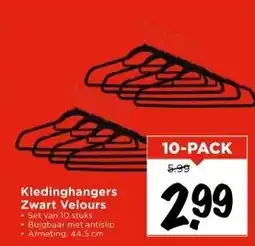 Vomar Voordeelmarkt Kledinghangers Zwart Velours aanbieding