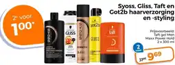 Trekpleister Syoss, Gliss, Taft en Got2b haarverzorging en styling aanbieding