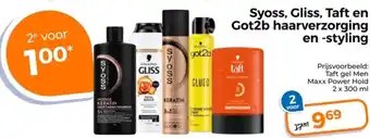 Trekpleister Syoss, Gliss, Taft en Got2b haarverzorging en styling aanbieding
