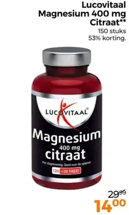 Trekpleister Lucovitaal Magnesium 400 mg Citraat aanbieding