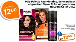 Trekpleister Poly Palette haarkleuring, Schwarzkopf uitgroeiset, Syoss Color uitgroeispray en Syoss Color Glow aanbieding