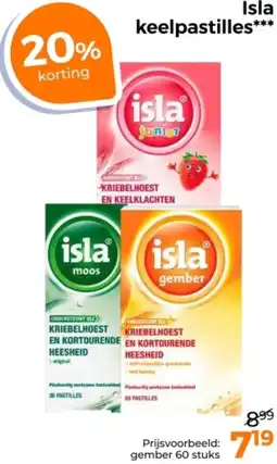 Trekpleister Isla keelpastilles aanbieding