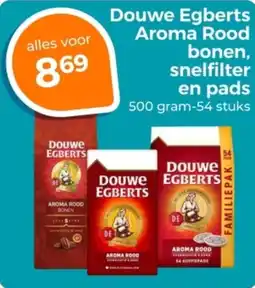 Trekpleister Douwe Egberts Aroma Rood bonen, snelfilter en pads aanbieding