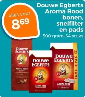 Trekpleister Douwe Egberts Aroma Rood bonen, snelfilter en pads aanbieding