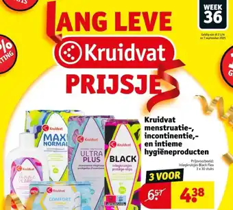 Kruidvat Kruidvat menstruatie, incontinentie, en intieme hygiëneproducten aanbieding