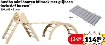 Kruidvat Buxibo mini houten klimrek met glijbaan inclusief kussen aanbieding