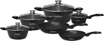 Bol.com Cheffinger pannenset 10 delig pannen glazen deksel coating uitgebreide set kwaliteit aanbieding