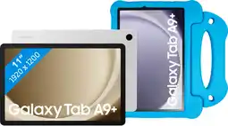 Coolblue Samsung Galaxy Tab A9 Plus 11 inch 128GB Wifi Zilver + BlueBuilt Kids Cover Blauw aanbieding