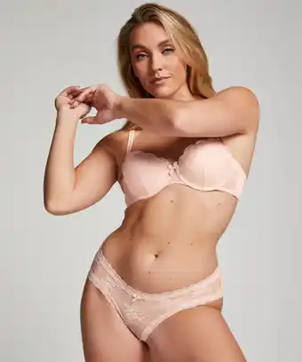 Hunkemoller Hunkemöller Brazilian V-shape Floral Mesh Roze aanbieding