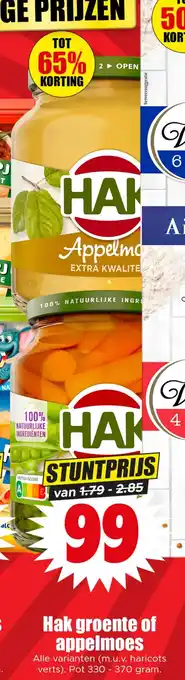 Dirk Hak groente of appelmoes aanbieding