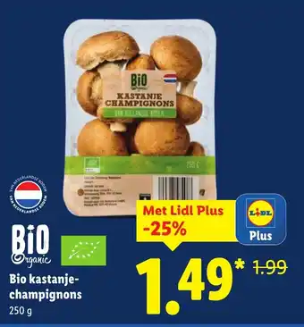 Lidl Bio kastanje champignons aanbieding