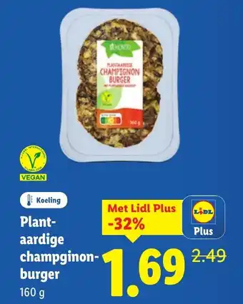 Lidl Plant aardige champginon burger aanbieding