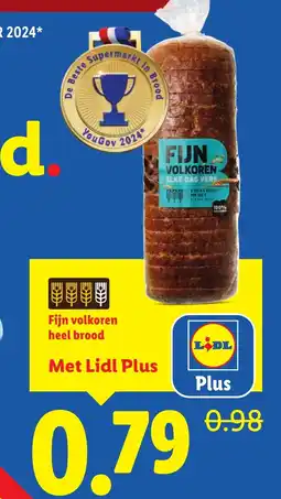 Lidl Fijn volkoren heel brood aanbieding