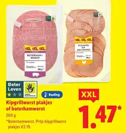 Lidl Kipgrillworst plakjes of boterhamworst XXL aanbieding