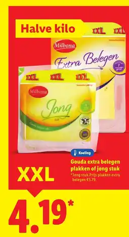 Lidl Gouda extra belegen plakken of jong stuk aanbieding
