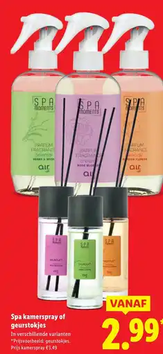 Lidl Spa kamerspray of geurstokjes aanbieding