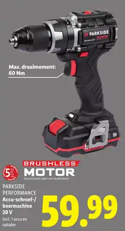 Lidl PARKSIDE PERFORMANCE Accu-schroef boormachine 20 V aanbieding