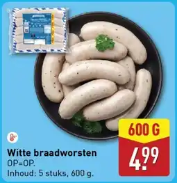 ALDI Witte braadworsten aanbieding