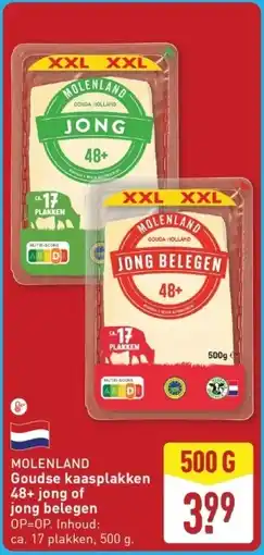 ALDI MOLENLAND Goudse kaasplakken 48+ jong of jong belegen aanbieding