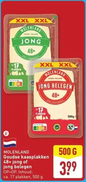 ALDI MOLENLAND Goudse kaasplakken 48+ jong of jong belegen aanbieding