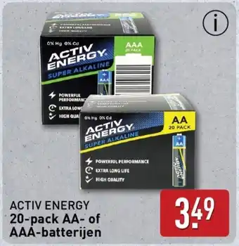 ALDI ACTIV ENERGY 20 pack AA of AAA-batterijen aanbieding