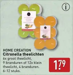 ALDI HOME CREATION Citronella theelichten aanbieding