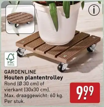 ALDI GARDENLINE Houten plantentrolley aanbieding