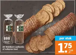 Albert Heijn AH Waldkorn authentic of volkoren heel aanbieding