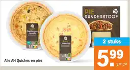 Albert Heijn Alle AH Quiches en pies aanbieding