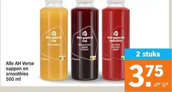 Albert Heijn Alle AH Verse sappen en smoothies aanbieding