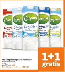 Albert Heijn Alle Campina Langlekker literpakken aanbieding