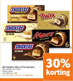 Albert Heijn Alle Snickers, Mars of Twix ijsrepen aanbieding
