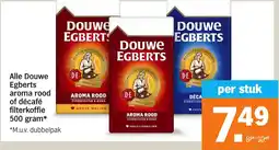 Albert Heijn Alle Douwe Egberts aroma rood of décafé filterkoffie aanbieding