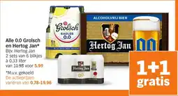 Albert Heijn Alle 0.0 Grolsch en Hertog Jan aanbieding
