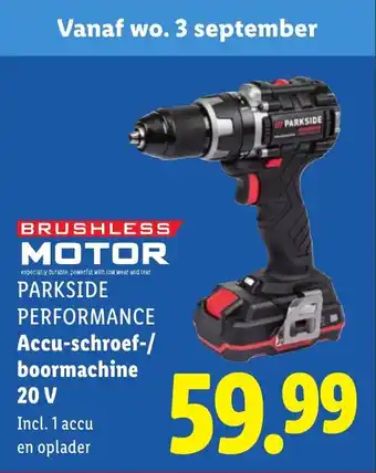 Lidl PARKSIDE PERFORMANCE Accu-schroef/ boormachine 20 V aanbieding