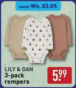 ALDI LILY & DAN 3-pack rompers aanbieding