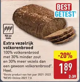 ALDI Extra vezelrijk volkorenbrood aanbieding