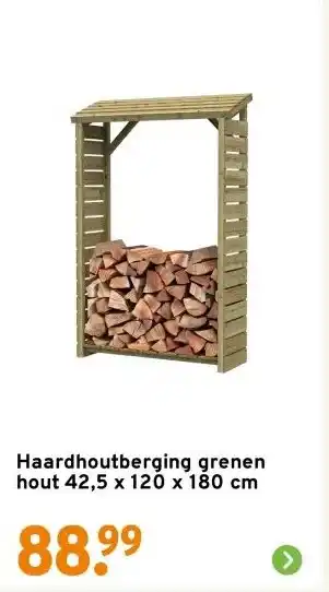 GAMMA Haardhoutberging grenen hout 42,5 x 120 x 180 cm aanbieding