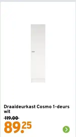 GAMMA Draaideurkast Cosmo 1-deurs wit aanbieding