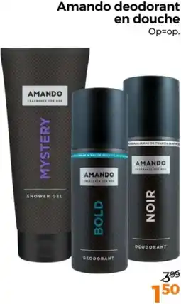 Trekpleister Amando deodorant en douche aanbieding