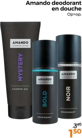 Trekpleister Amando deodorant en douche aanbieding