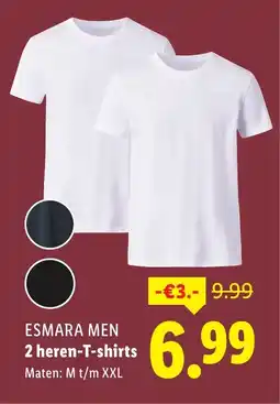 Lidl ESMARA MEN 2 heren T-shirts aanbieding
