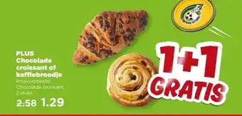PLUS PLUS Chocolade croissant of koffiebroodje aanbieding