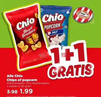 PLUS Alle Chio Chips of popcorn aanbieding
