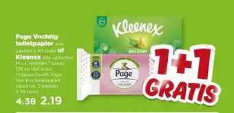 PLUS Page Vochtig toiletpapier of Kleenex aanbieding