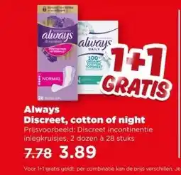 PLUS Always Discreet, cotton of night aanbieding
