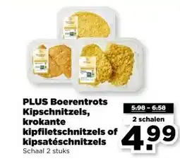 PLUS PLUS Boerentrots Kipschnitzels, krokante kipfiletschnitzels of kipsatéschnitzels aanbieding