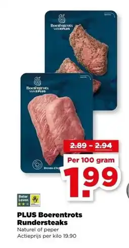 PLUS PLUS Boerentrots Rundersteaks aanbieding