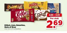 PLUS Kitkat, Lion, Smarties, Nuts of Bros aanbieding