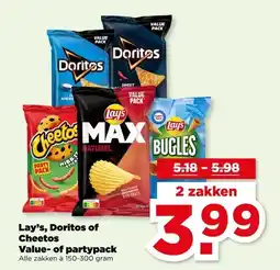 PLUS Lay's, Doritos of Cheetos Value of partypack aanbieding
